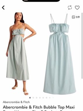 Abercrombie & Fitch Mint Bubble-Top Maxi Dress